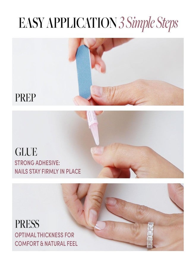 Glamnetic Press On Nails - Classy French | Medium Square Fake Nails, Trendy Micro French Tip, Salon Quality | 15 Sizes - 30 Nail Kit - Image 5
